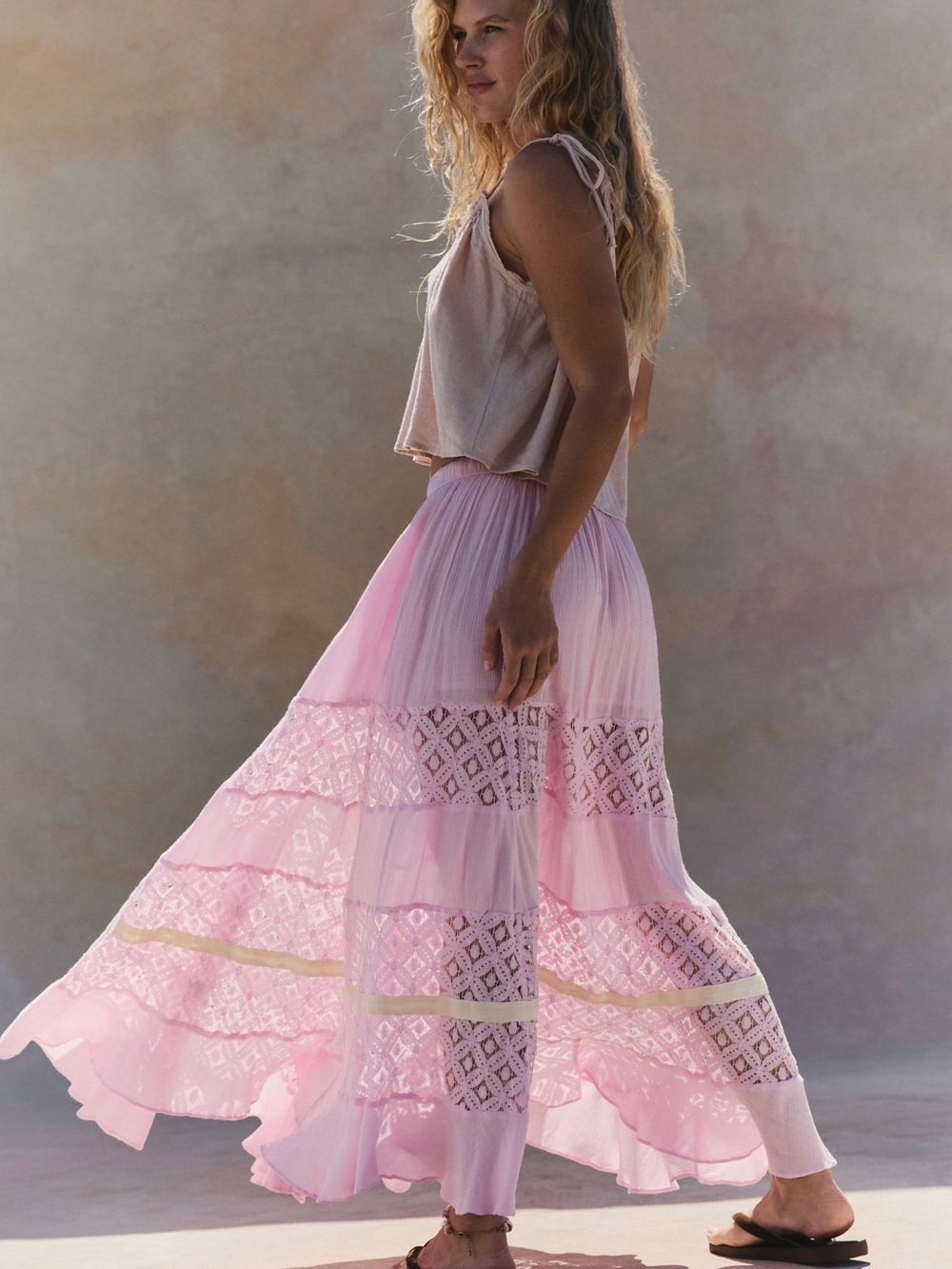 Free People Free-Est Swept Away Maxi Skirt Pink